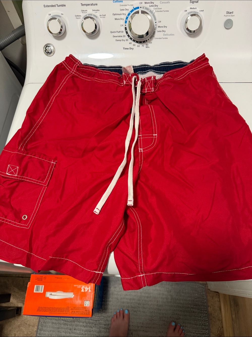 Merona Red Men's Swim Board Shorts with White Drawstring